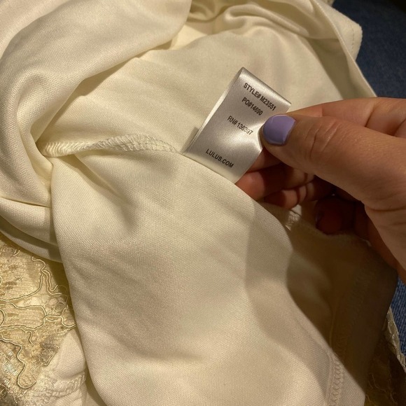 Lulus Womens Zenith ivory white Floral Lace Halter Neck Formal Maxi Dress Large - Picture 16 of 16